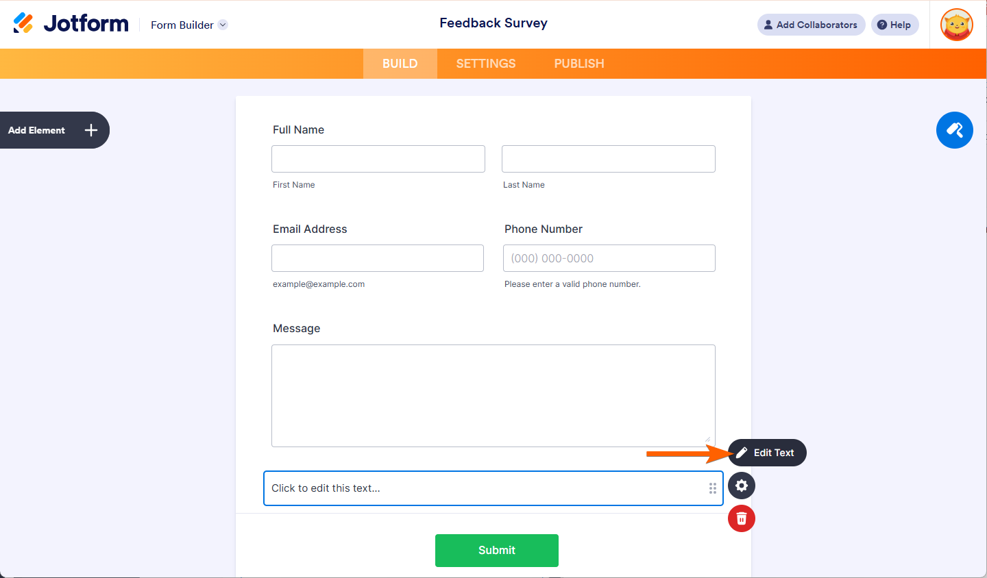 Edit Text icon Jotform Builder