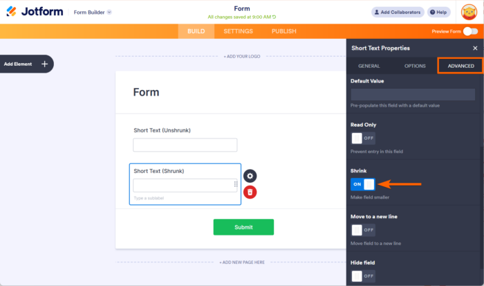 Side by Side Form Field Positioning