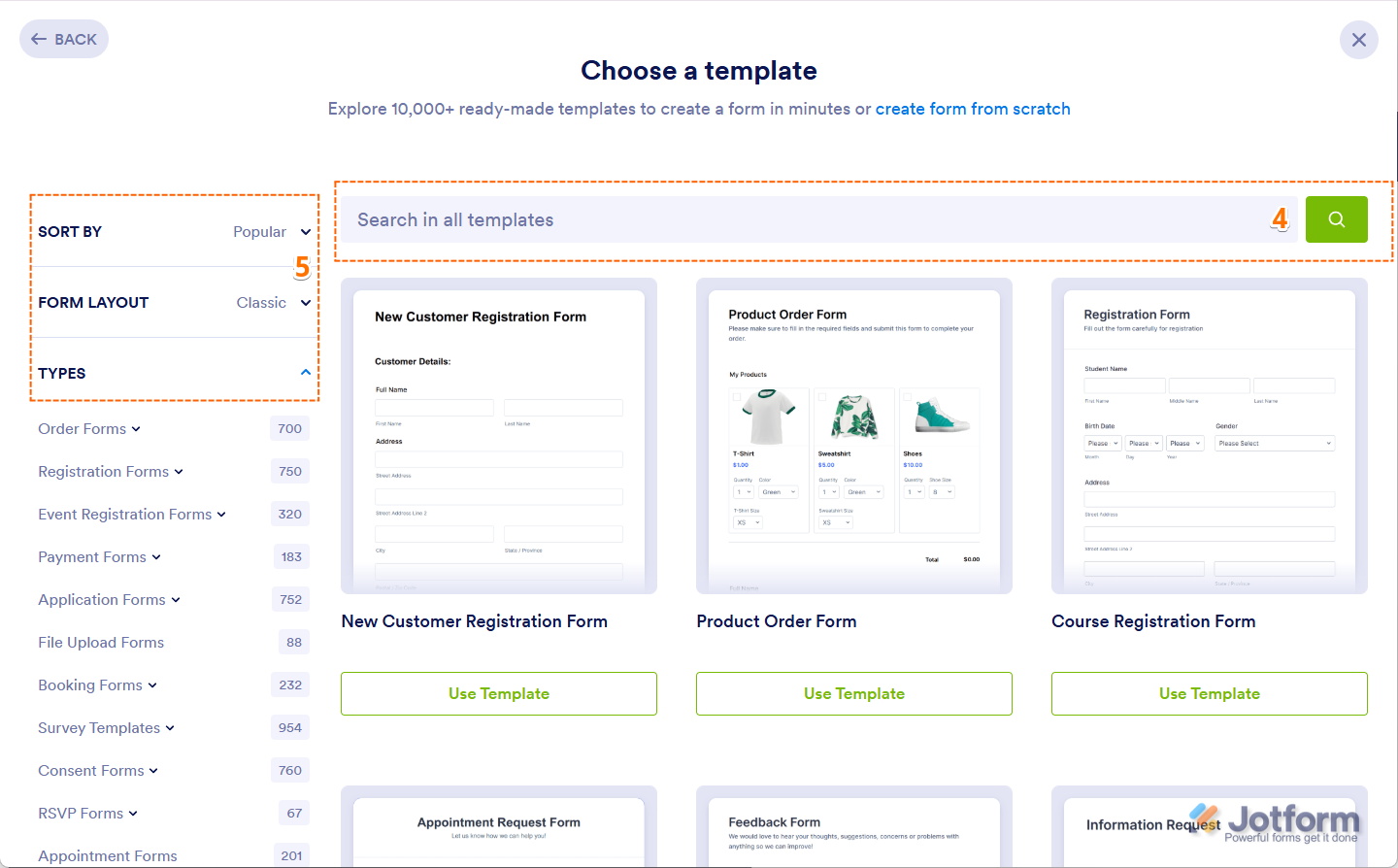 Search box or Filter Options on Workspace Jotform