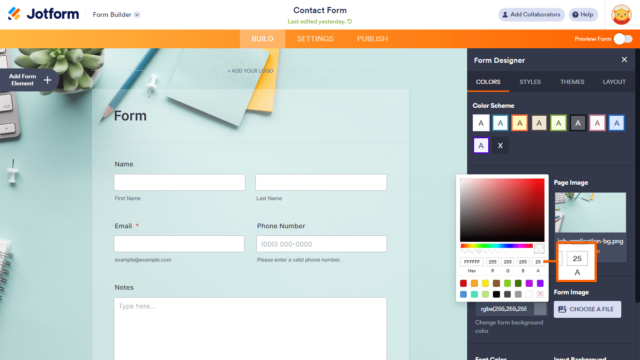 How to Adjust Your Form Background's Opacity