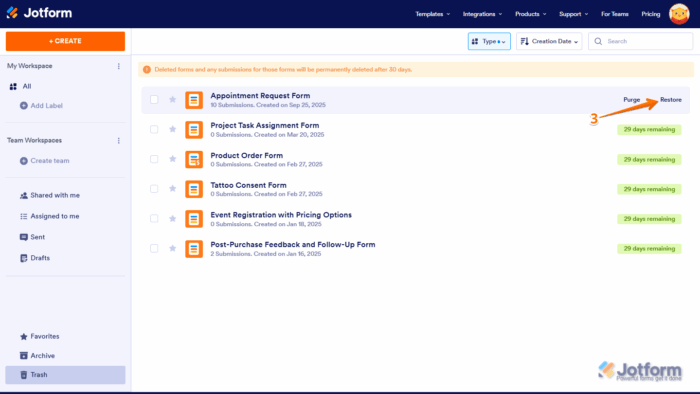 How to Restore Deleted Forms