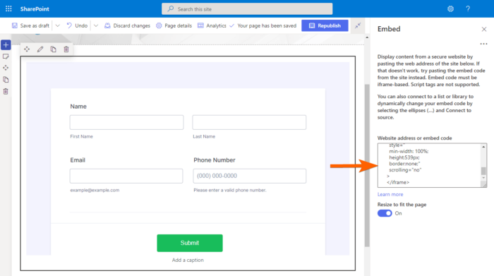 Adding a Form to SharePoint