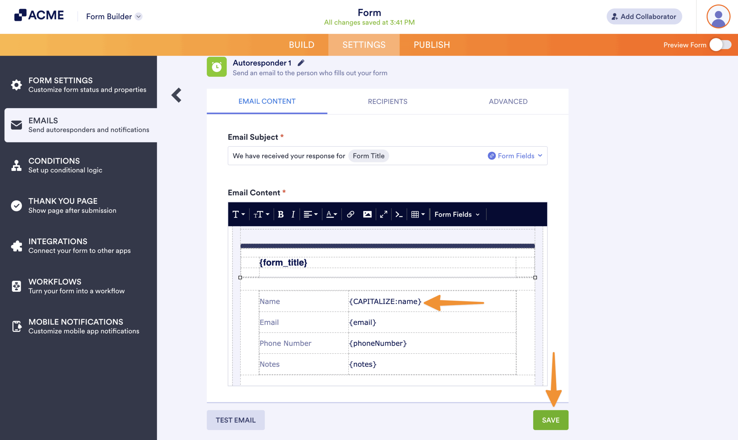 Capitalizing the First Letter of Every Field Value on Email Image-2