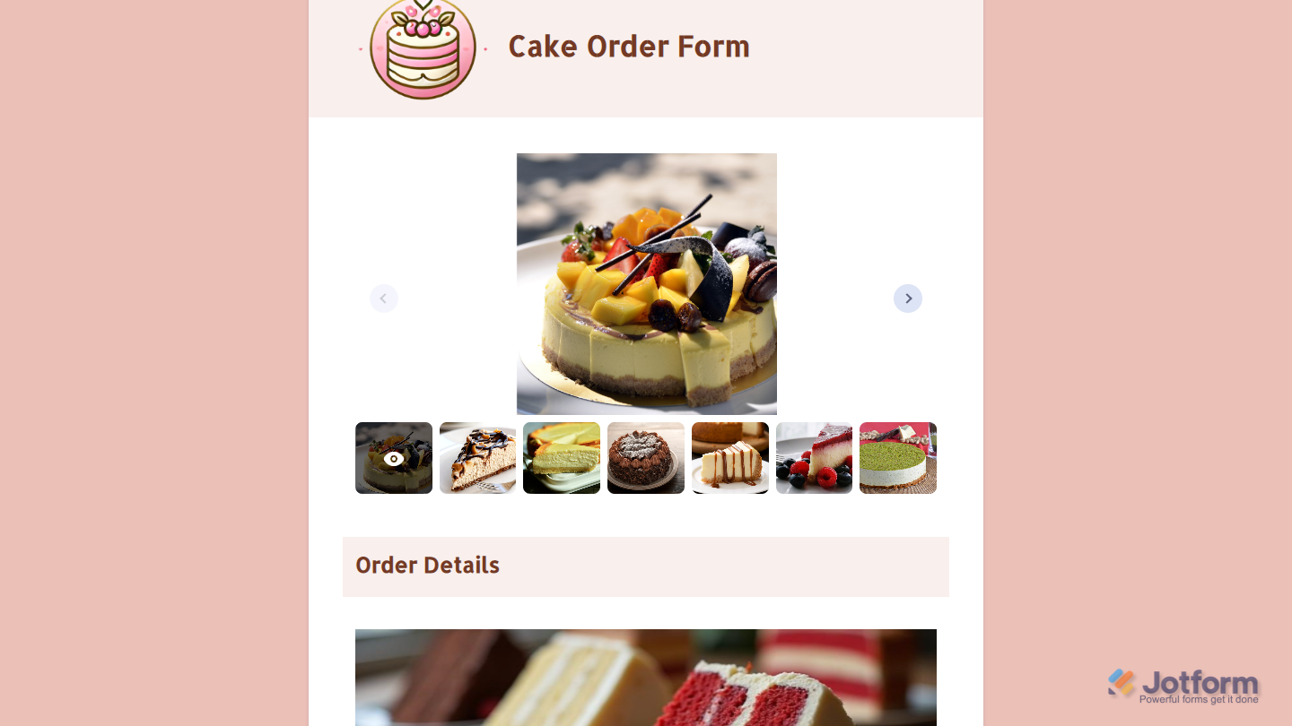 Image Slider widget displayed on a Jotform Demo form