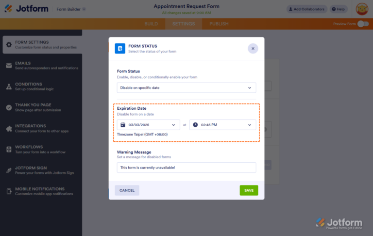 How to Enable or Disable a Form
