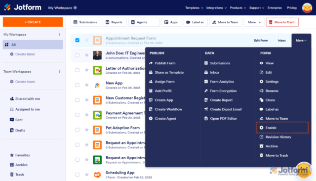 How to Enable or Disable a Form