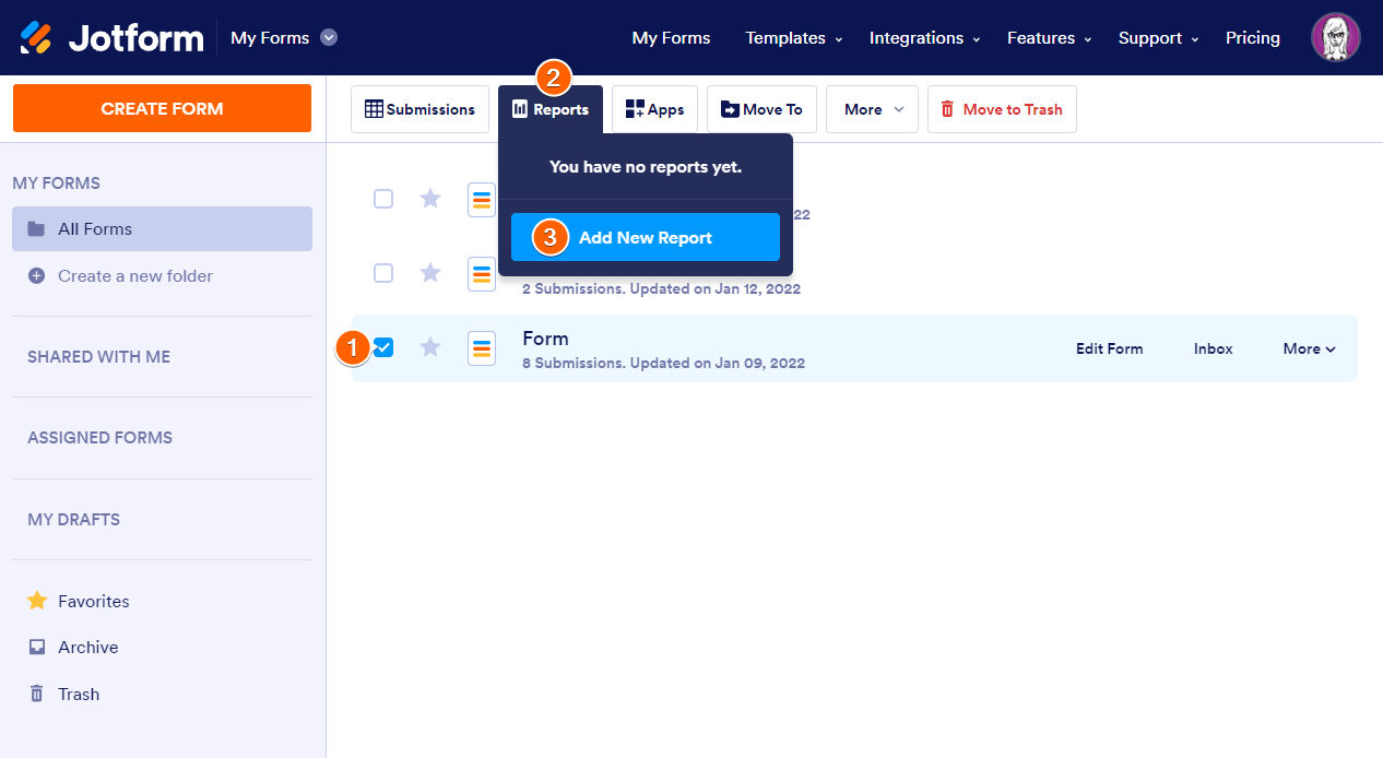 my forms add new report button min Screenshot 10