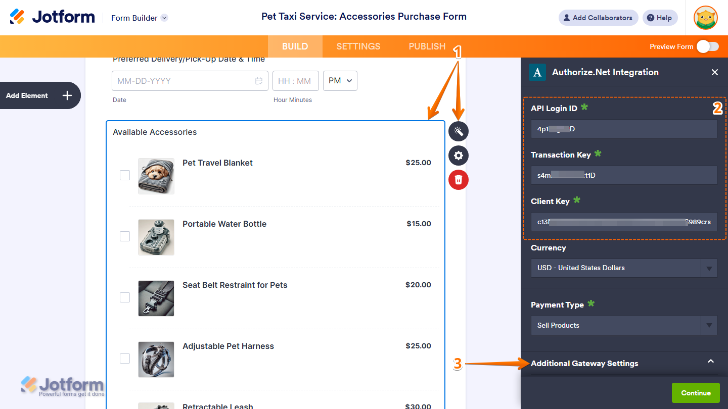 API Credentials and Keys in the Authorize
