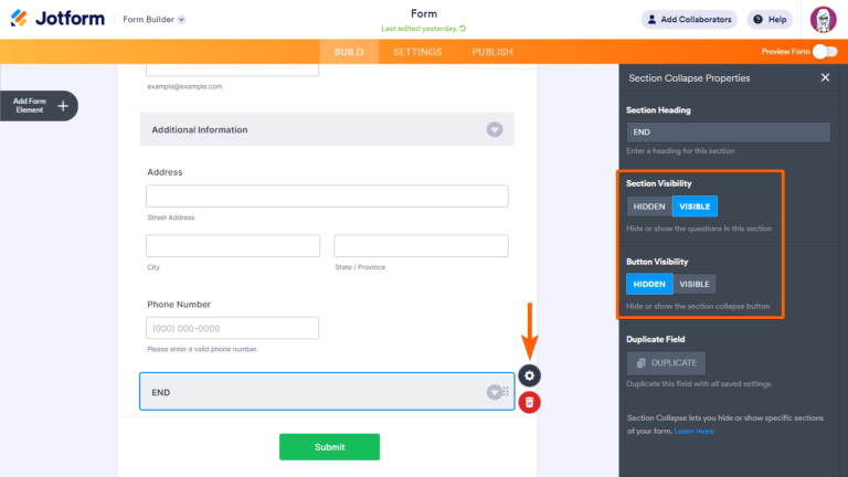 How to Show or Hide Multiple Fields Conditionally With Section Collapse