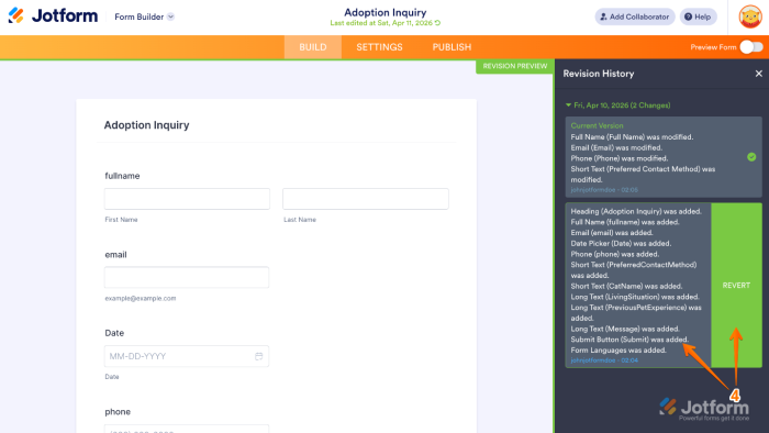 How to View Your Form’s Revision History