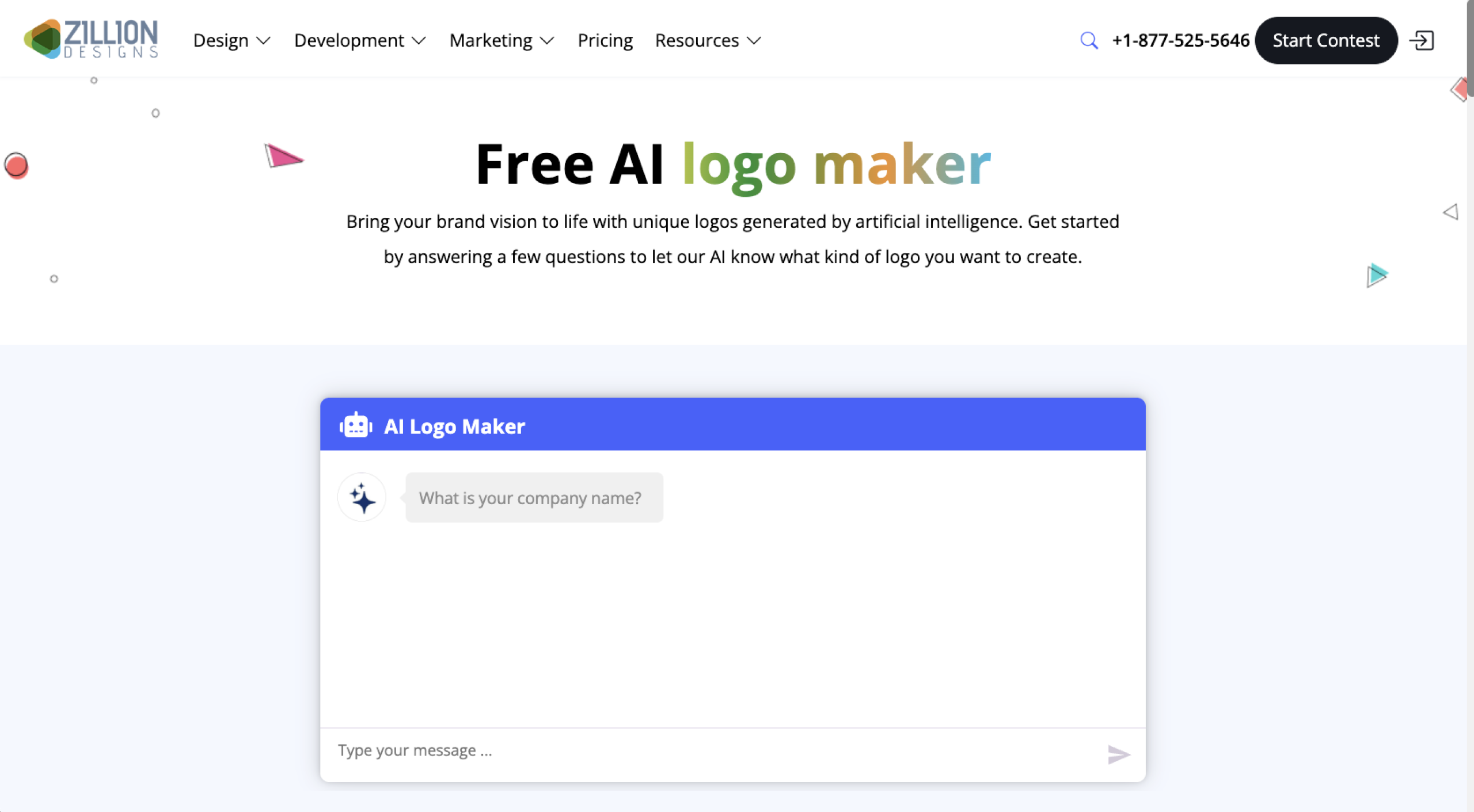 Ziilion Designs AI Logo Maker Landing Page