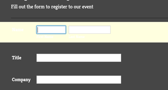 ;Image of a Form Field Highlighted with the Yellow Color