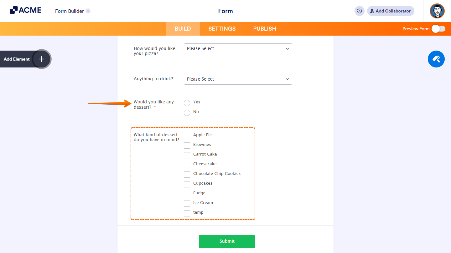 Example Form for Show and Hide Conditional Logic