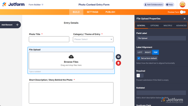 How to Add and Set up the File Upload Element on Your Form