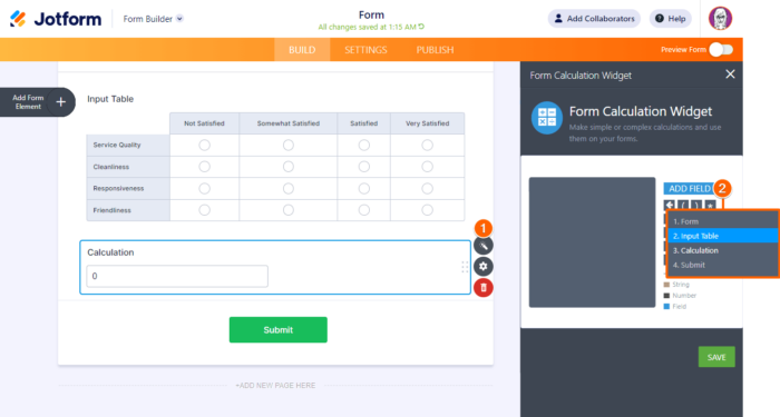 Performing Calculations With Input Table