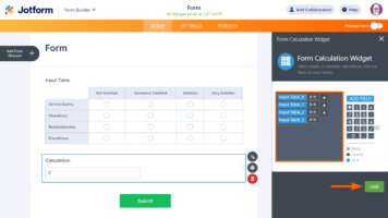 Performing Calculations With Input Table