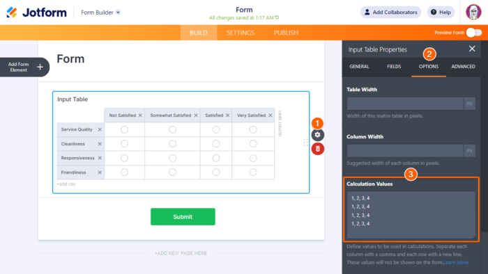 Performing Calculations With Input Table