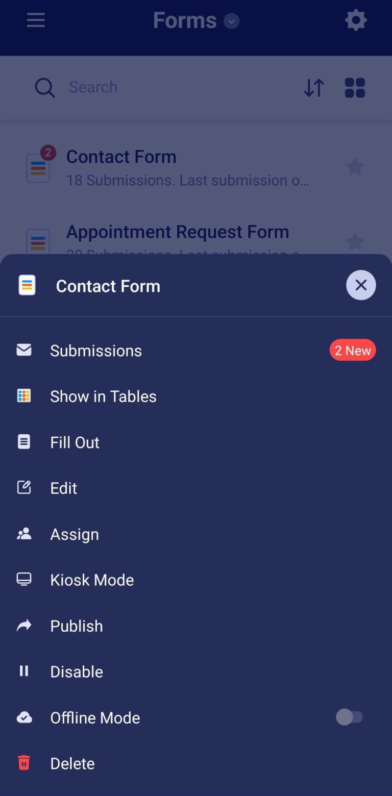 Cómo ver tus formularios y datos de envío en la app Jotform Mobile Forms