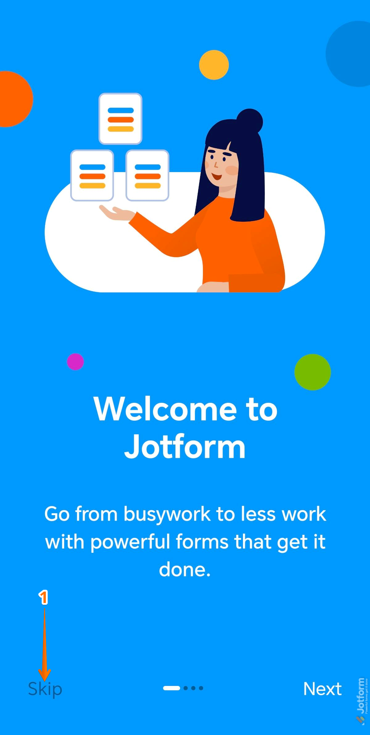 Splash screen of the Jotform Mobile Forms app