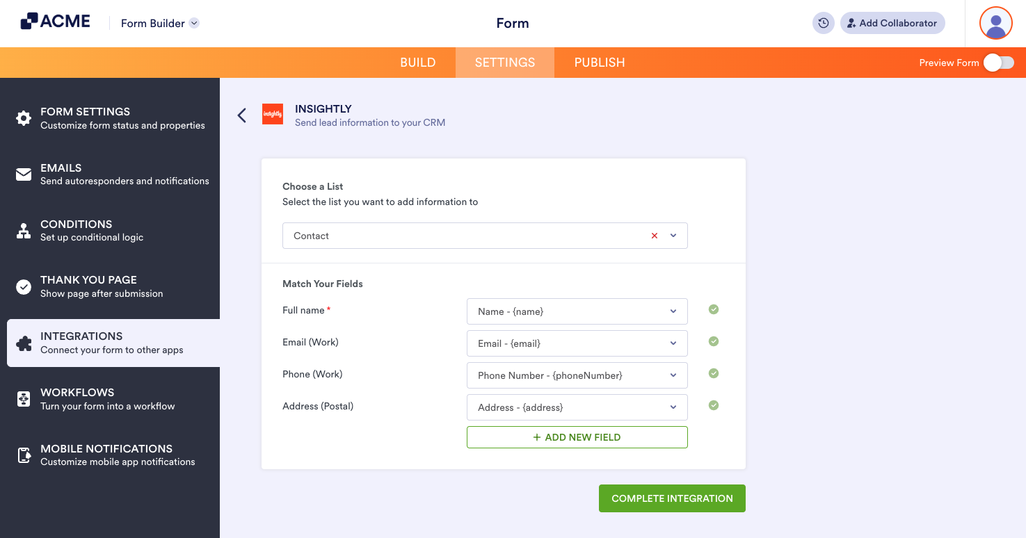 How to Integrate Your Form with Insightly CRM Image-4
