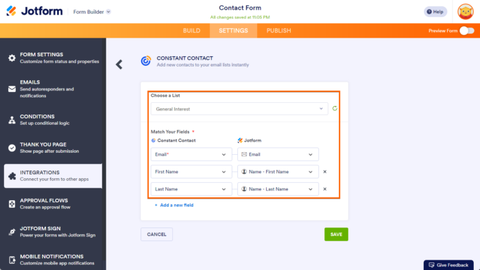 How to Integrate Form with Constant Contact