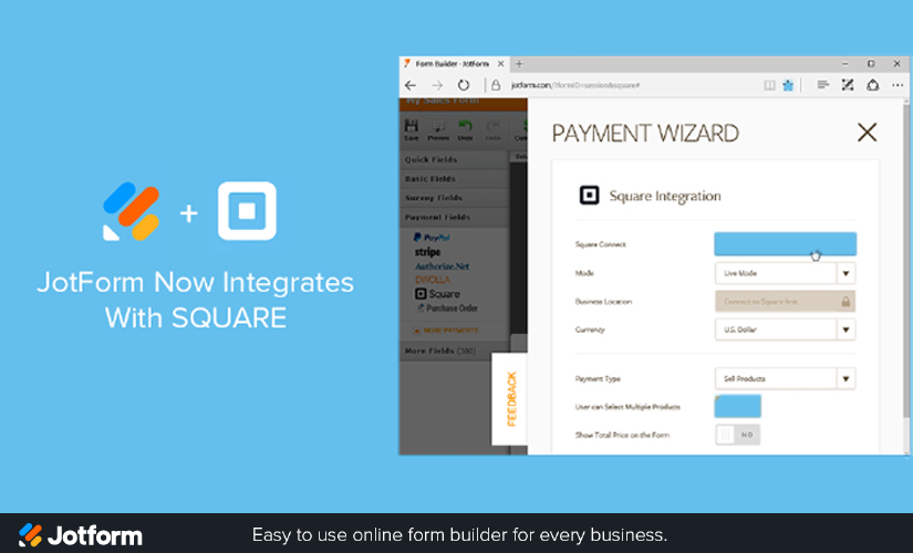 Process Square Payments Online with Jotform