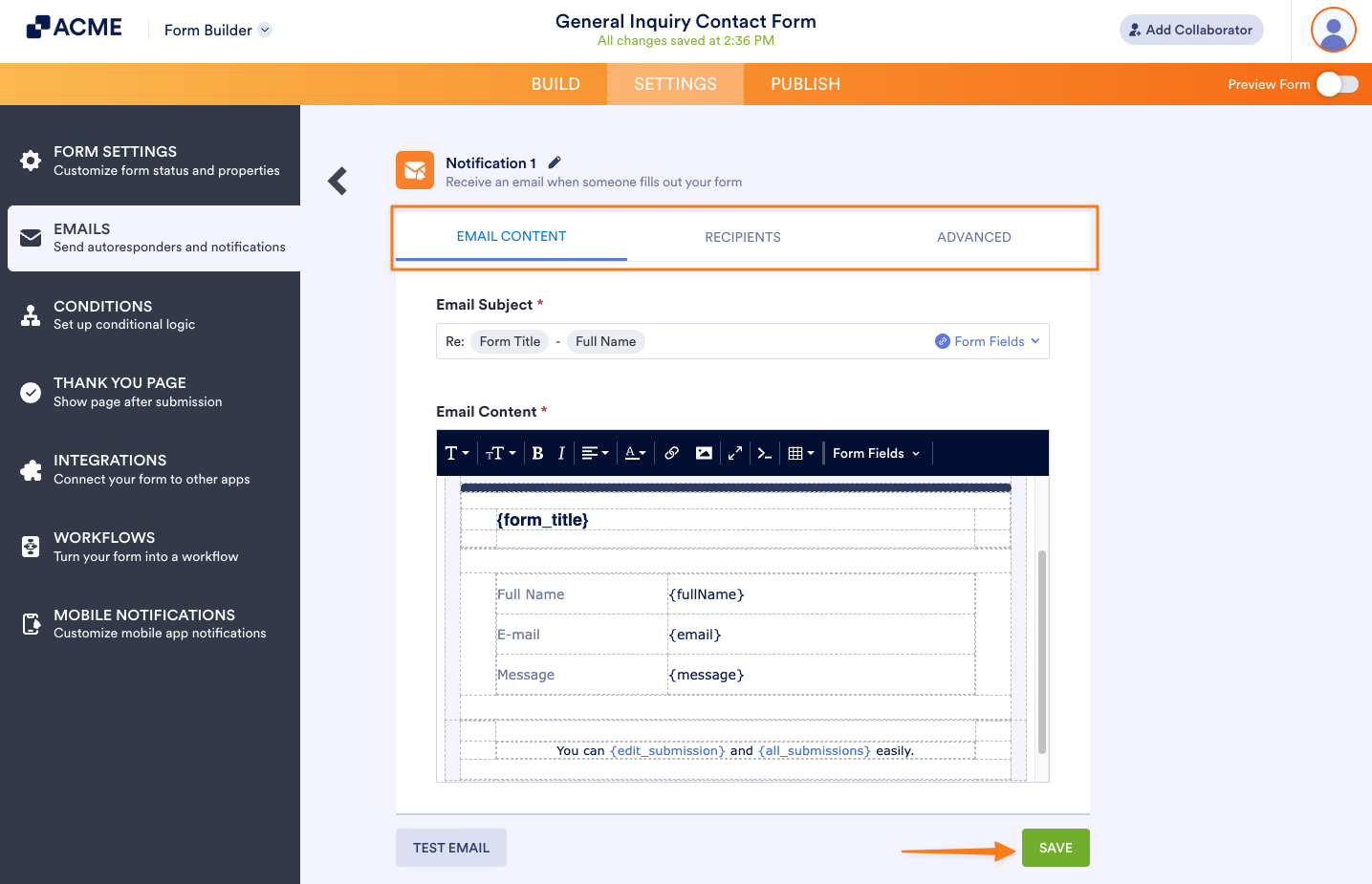 How to Edit the Email Template for Notifications and Autoresponders Image-2