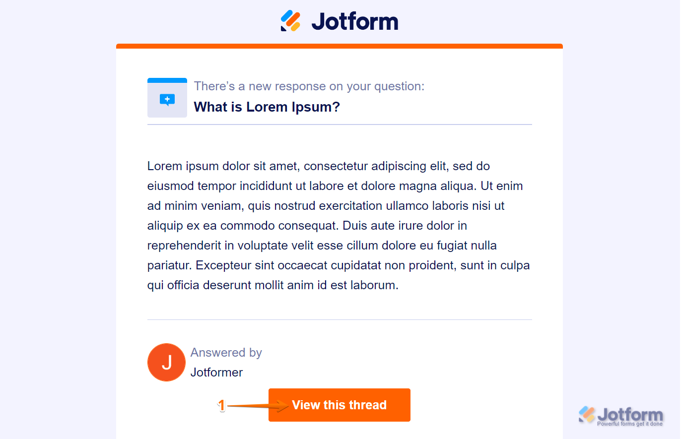 Clicking View this thread at the bottom of a Jotform support email to open the full conversation in a web browser