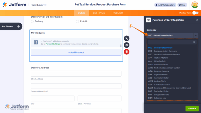 How to Create a Payment Form with a Purchase Order