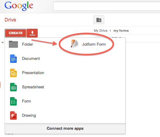 Jotform Google Drive App
