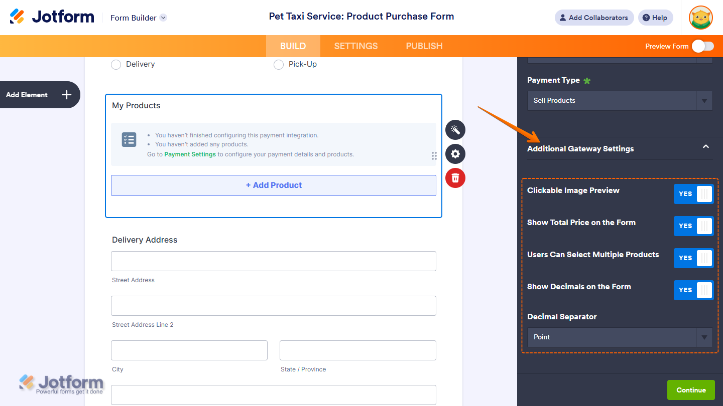 Additional Gateway Settings of the Skrill Integration window in Jotform Form Builder