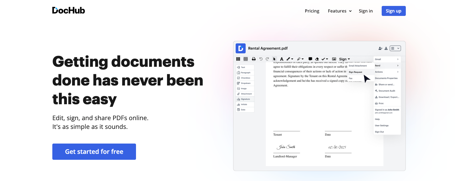 DocHub Landing Page