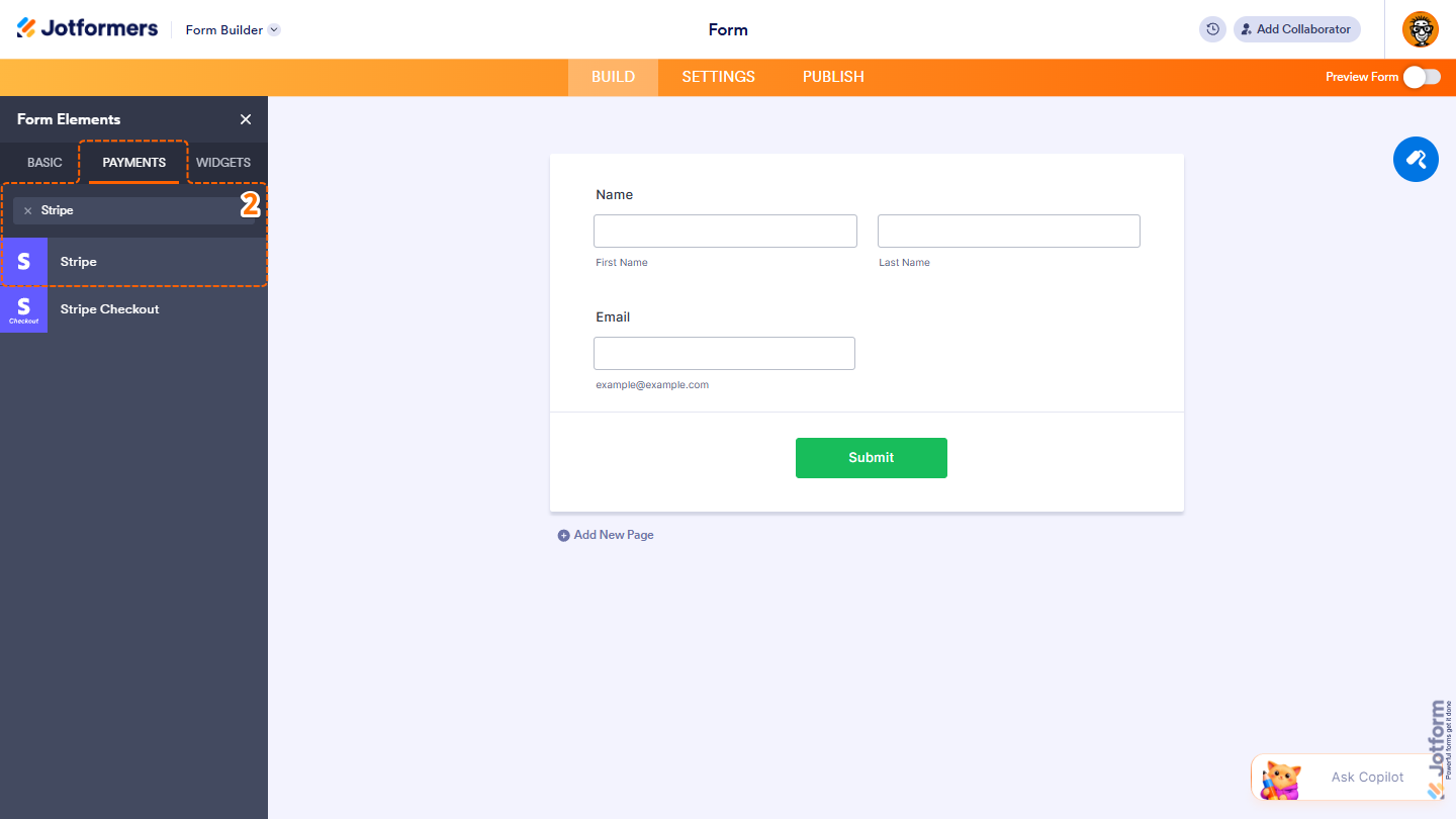 Stripe payment element