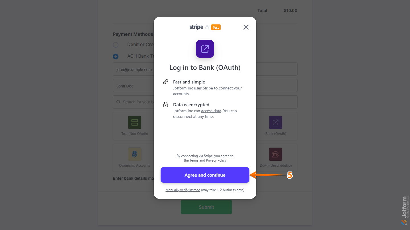 Agree and Continue button in the Log in to Bank window