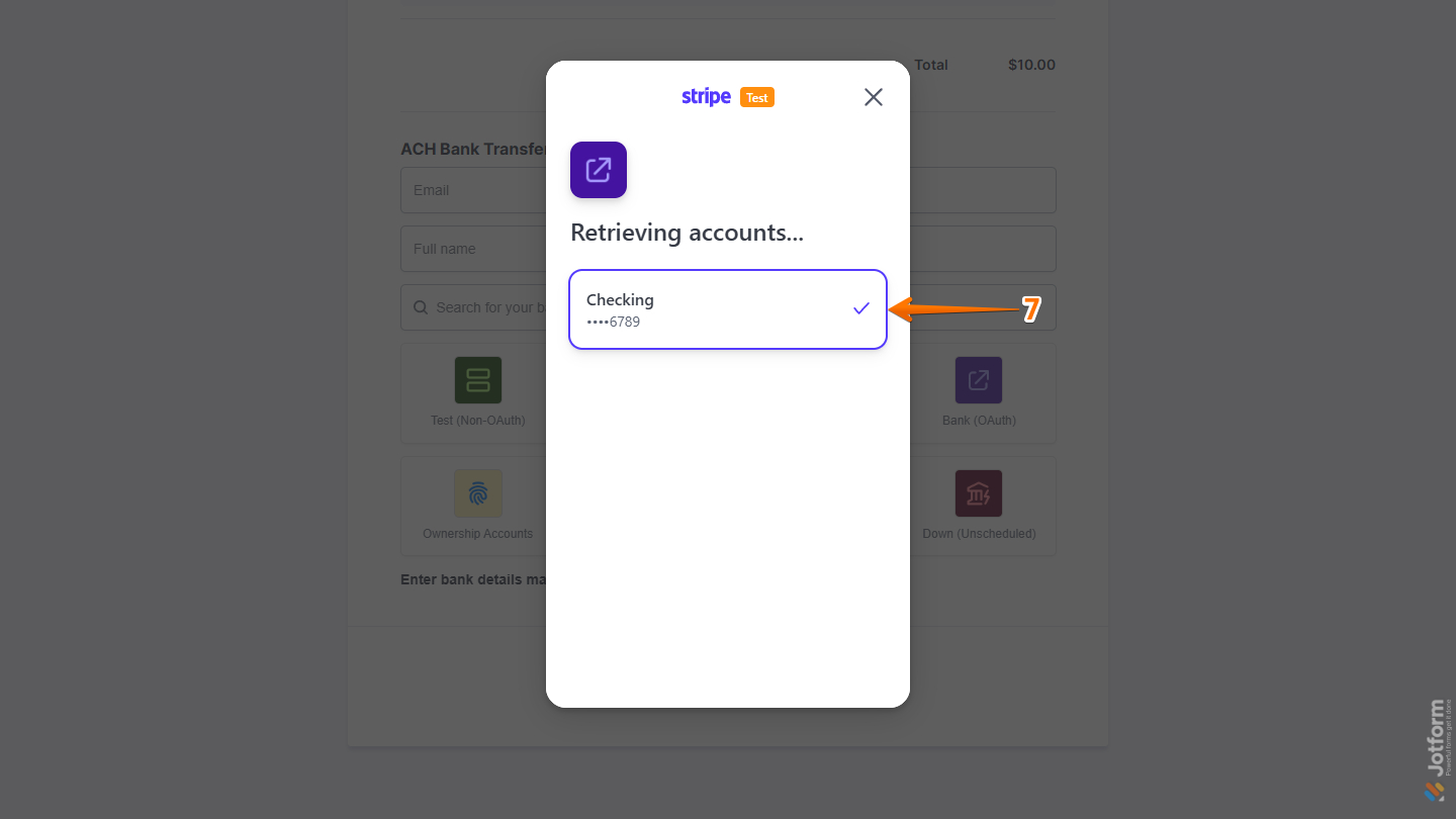 Select checking account Agree in the Log in to Bank window