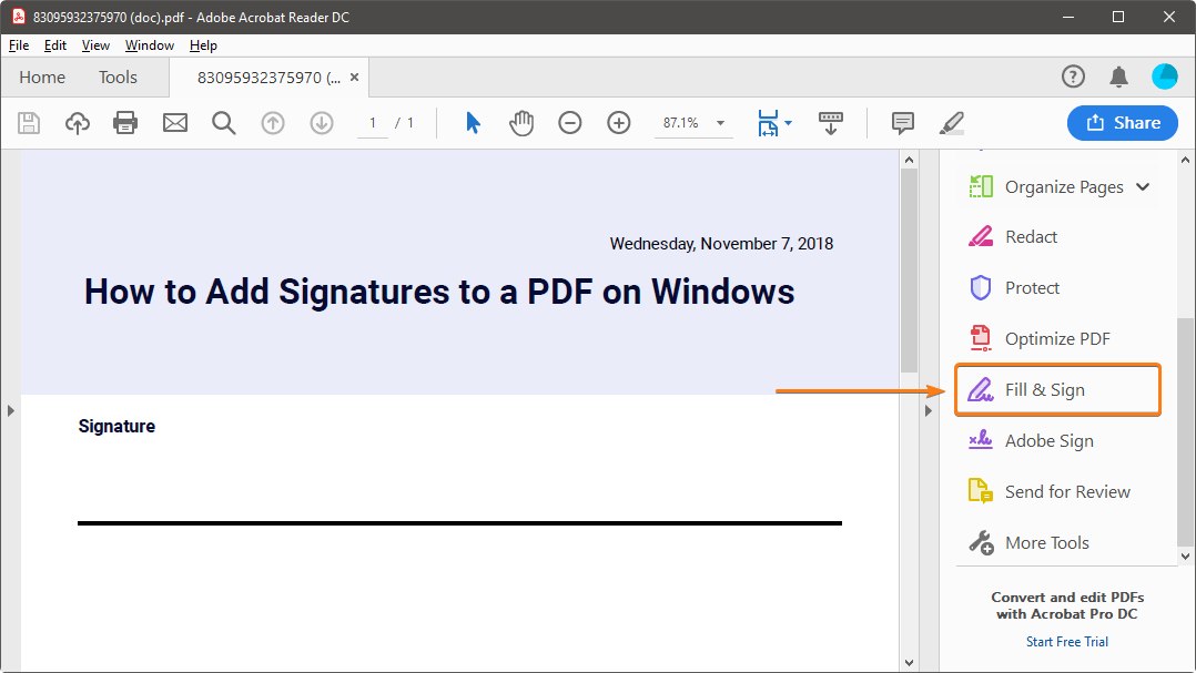 how to add a digital signature on a pdf form