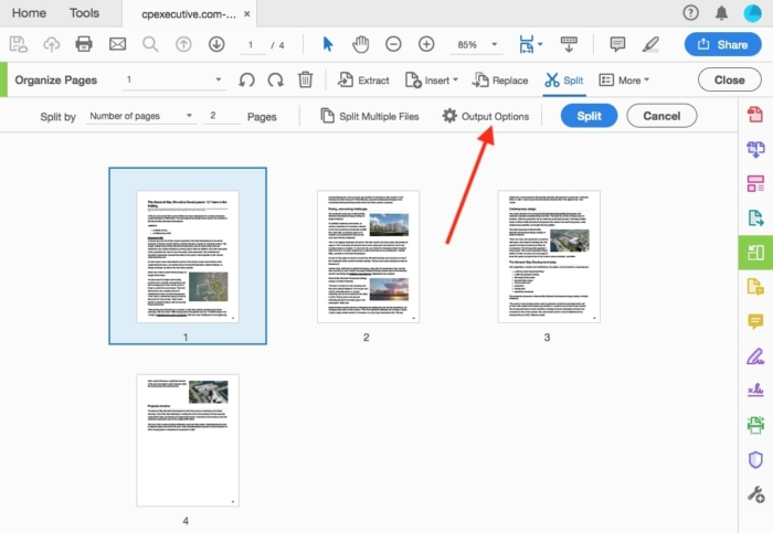 split PDF files in Adobe step 4