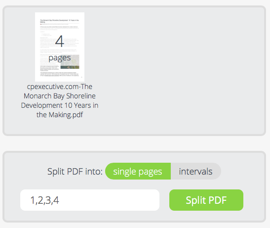 split PDF files in free online PDF Candy step 2