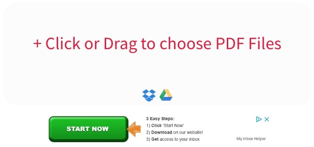 Split PDF - Click or Drag to choose PDF Files”