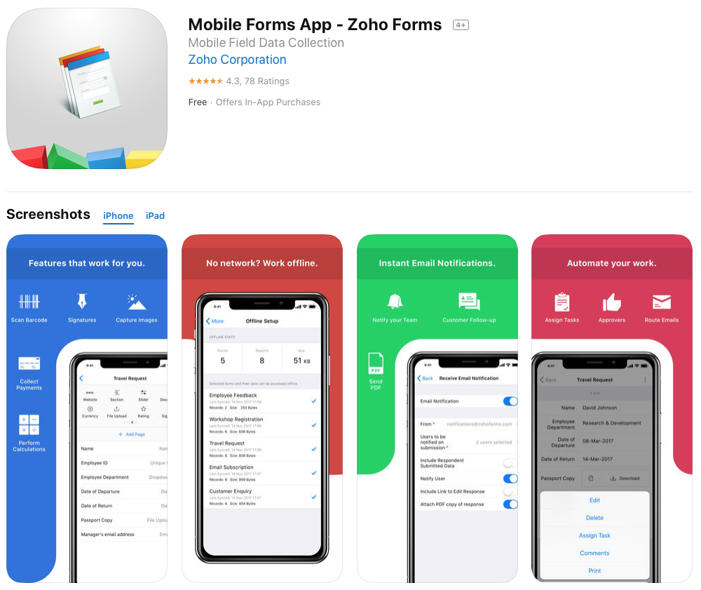 Zoho Team. Zoho one. Mobile app forms. Zoho forms. Form collection