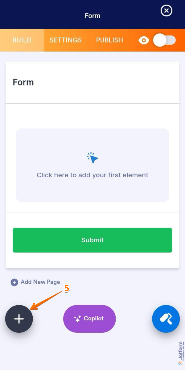Add Elements button in Form Builder in Jotform Mobile Forms App