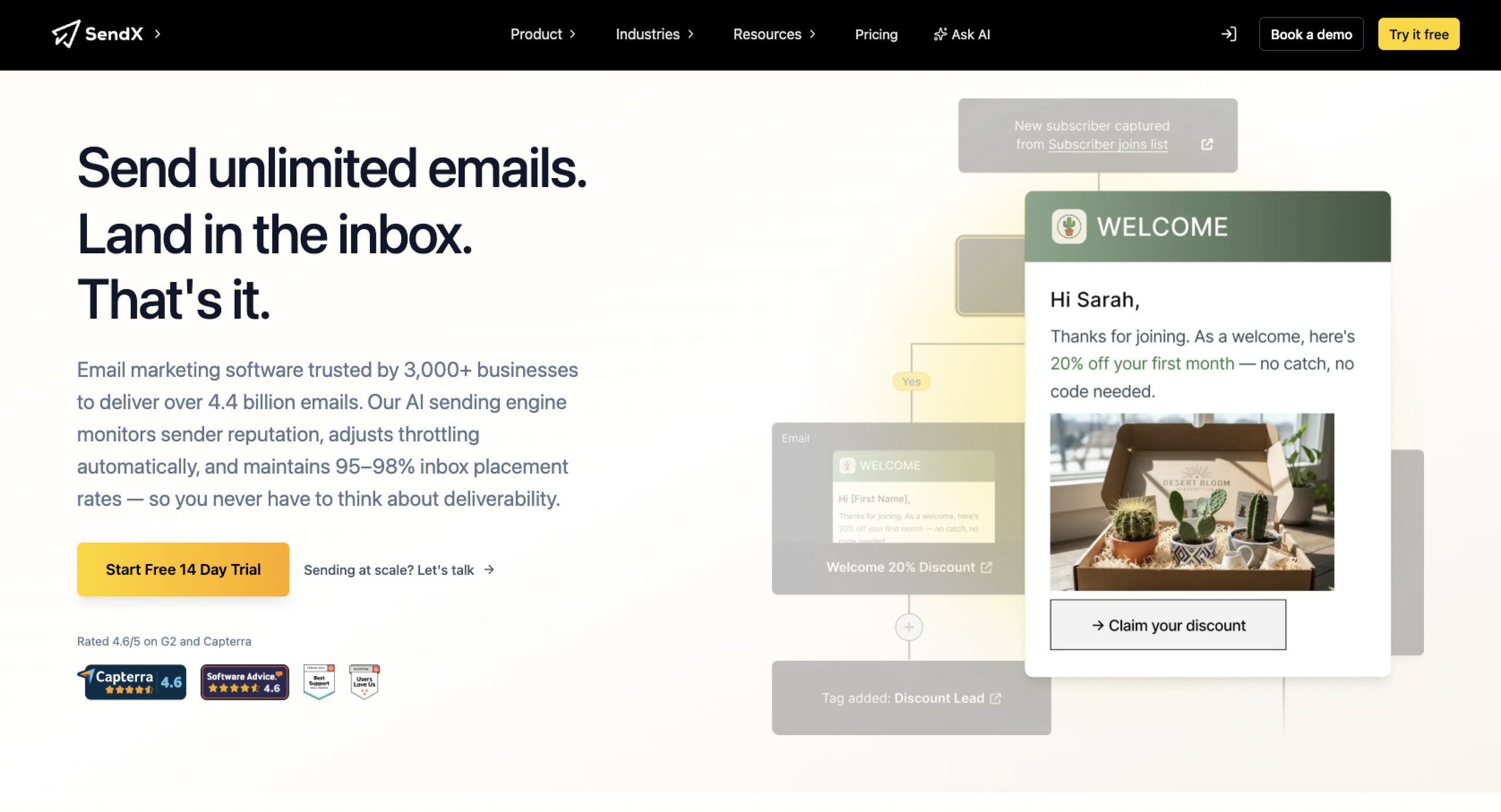 SendX Landing Page