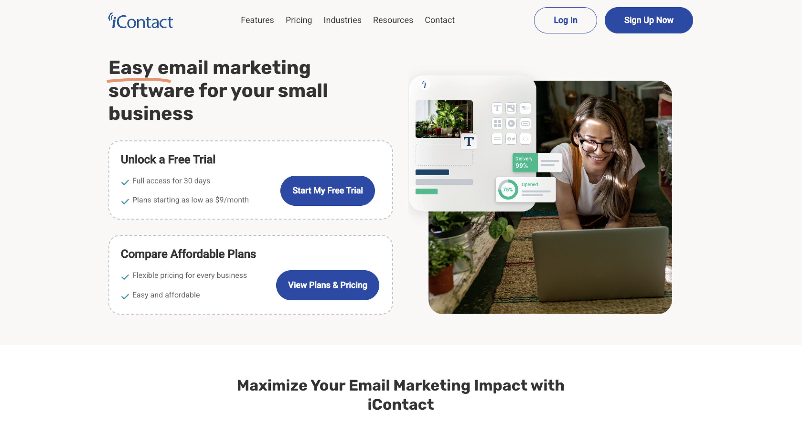 iContact Landing Page