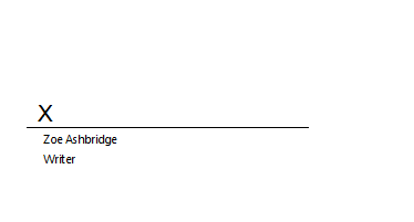 Screenshot shows what the signature line looks like in a Word document
