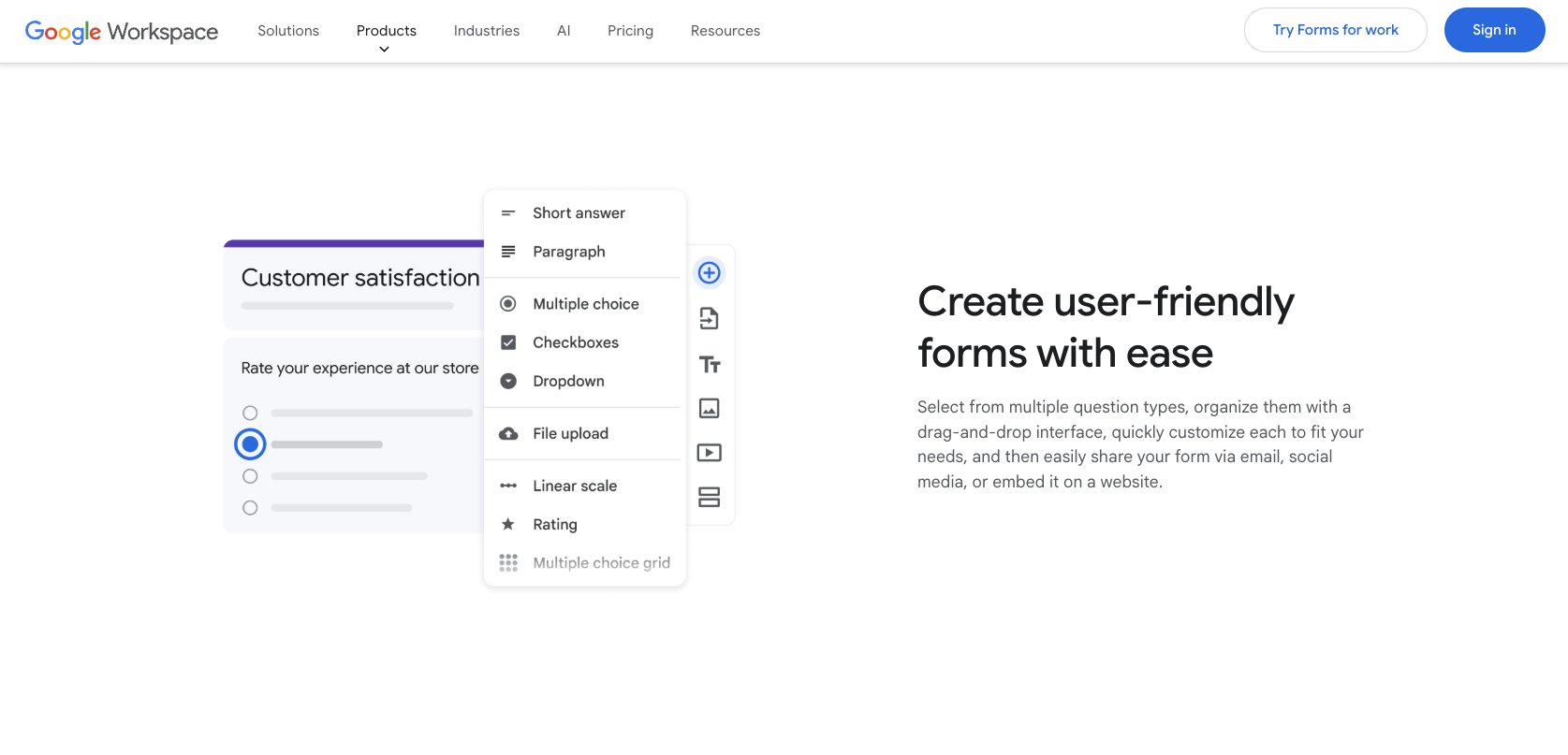 Google Forms Landing Page