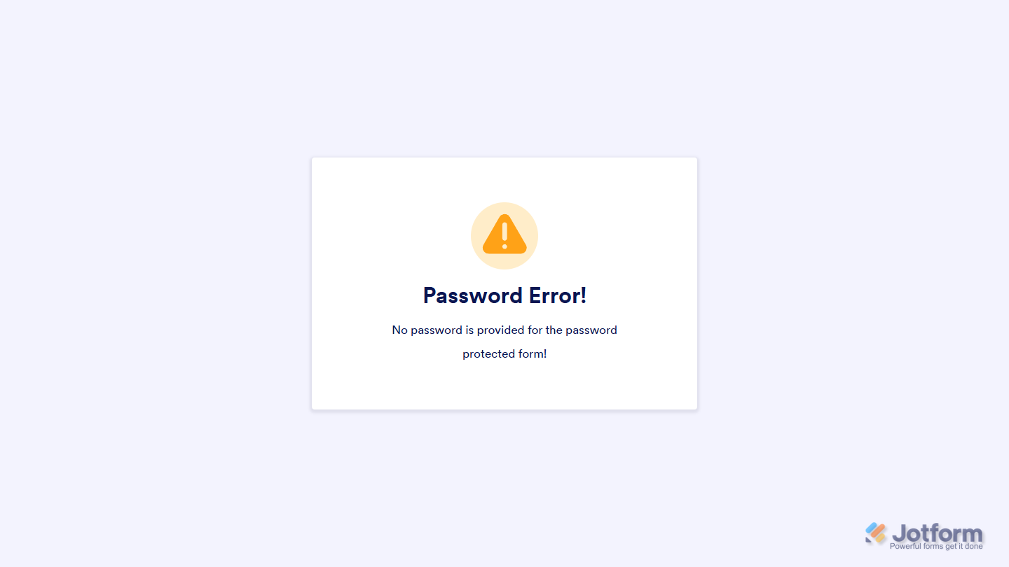 Password Error message when no password is provided for the password-protected form