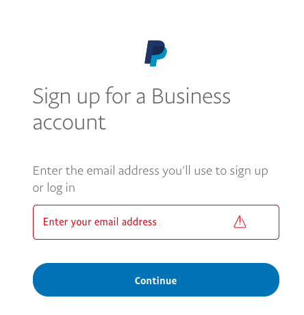 Entering email address