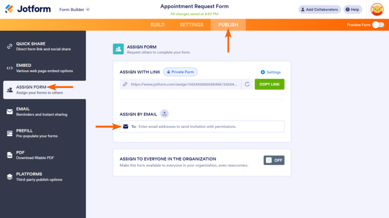 Adding Assignees to Your Form