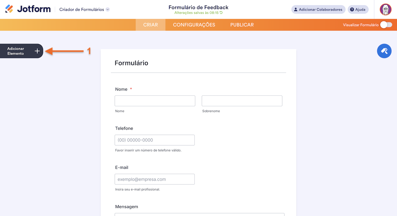 Adicionando Elemento ao Formulário