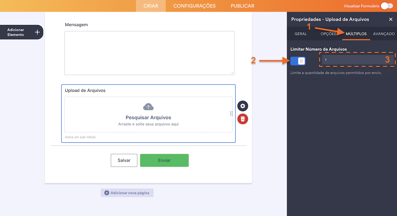 Limitando Número de Arquivos